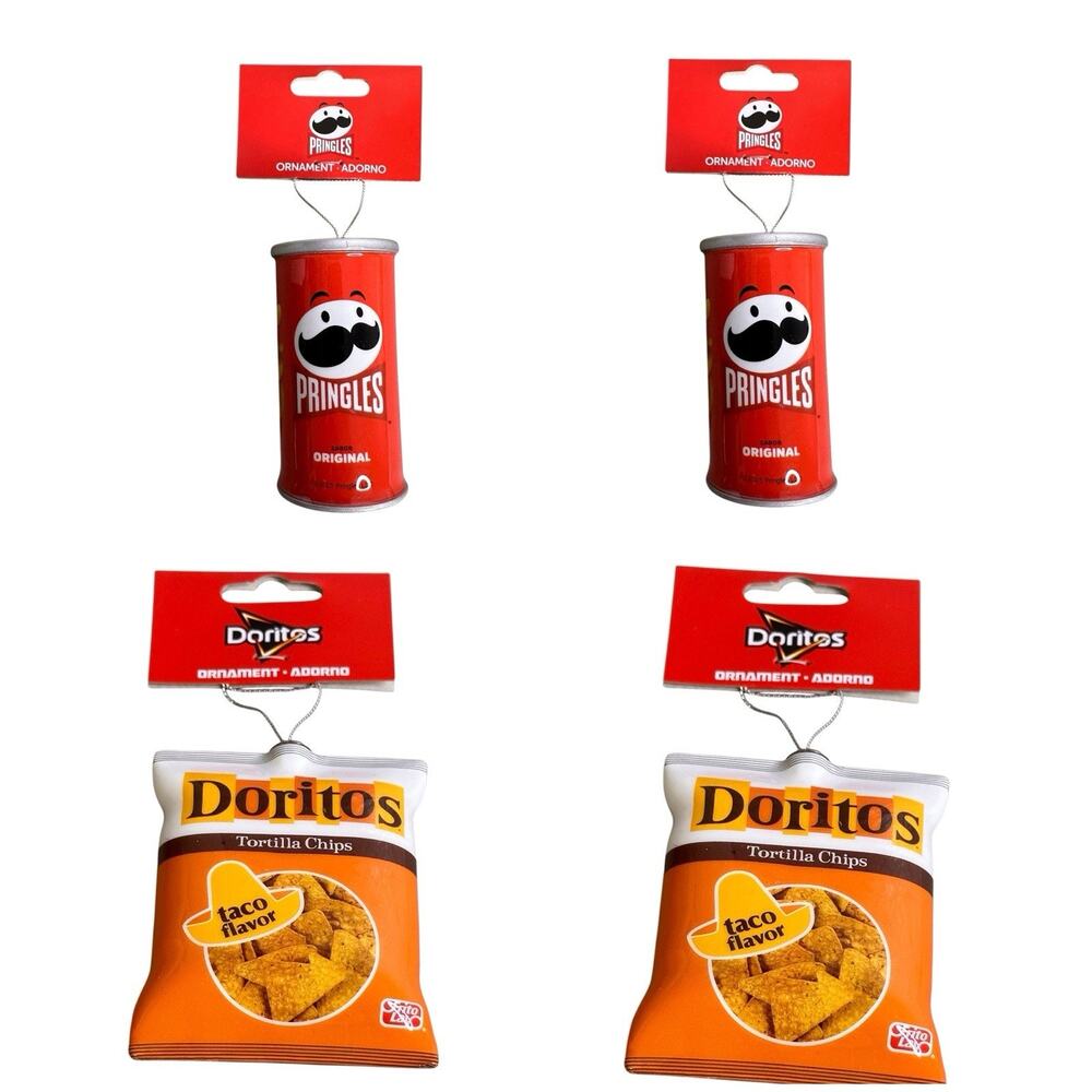 Ruz Food Christmas Tree Ornament Lot of 4 Decoupage Ruz Doritos Pringles New